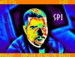 A thermal image of a man's face