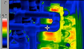 A thermal image of industrial pumps