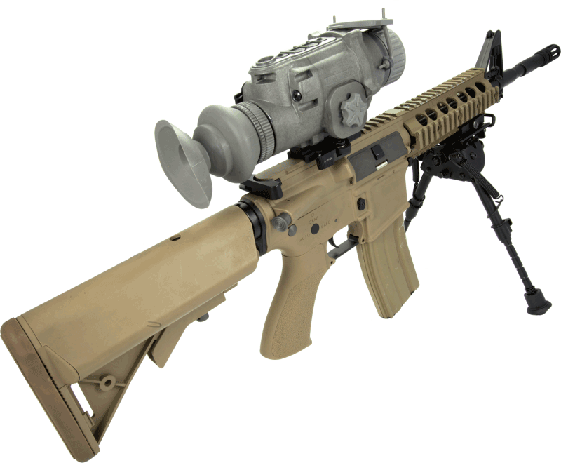 L3 LWTS military thermal scope mounted, rear 3/4 view