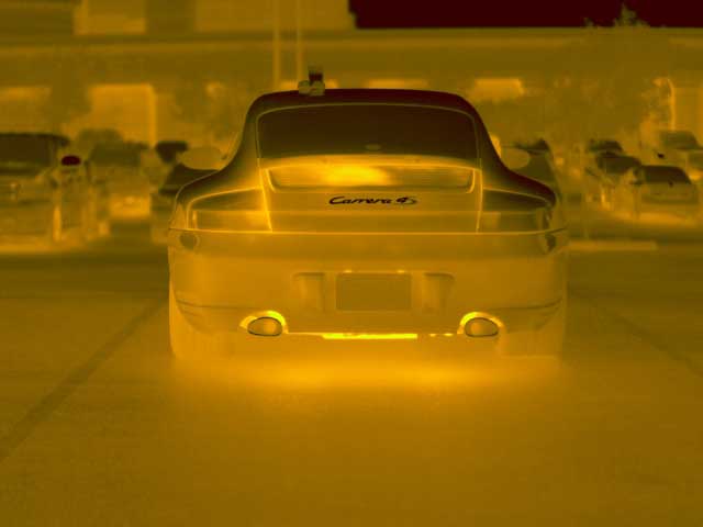 A picture of a Porsche taken with the FLIR PM 640 Energy Audit Infrared Cameras