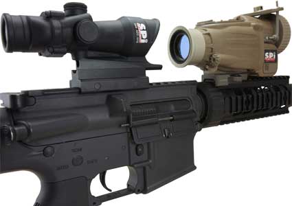 An image of an X27 thermal scope clipped onto a rifle