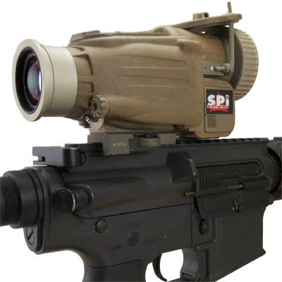 A closeup of the X27 thermal weapon sight mounted on an M4