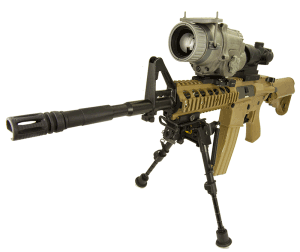 L3 LWTS thermal scope mounted on rifle, front view