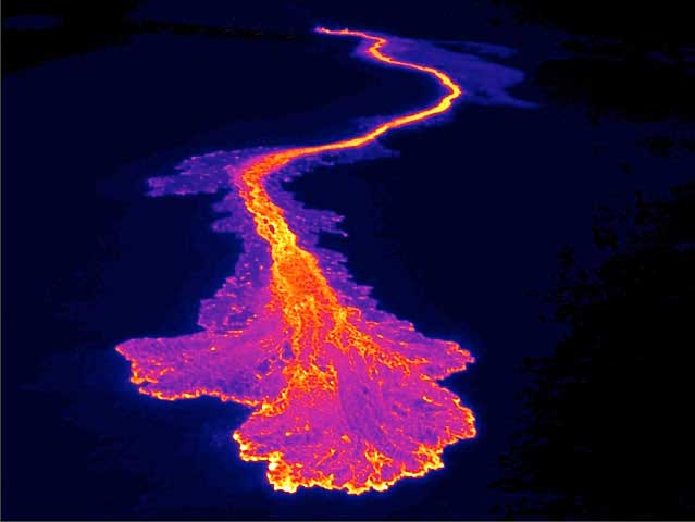 Lava flowing from Kilauea volcano in Hawaii.