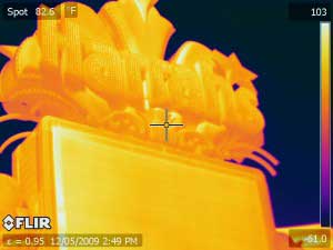 Infrared image of Harrahs Casino taken with a FLIR PM 640 thermal imaging camera