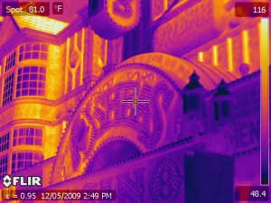 Infrared image of the old O'Shea's Casino taken with a FLIR PM 640 thermal imaging camera