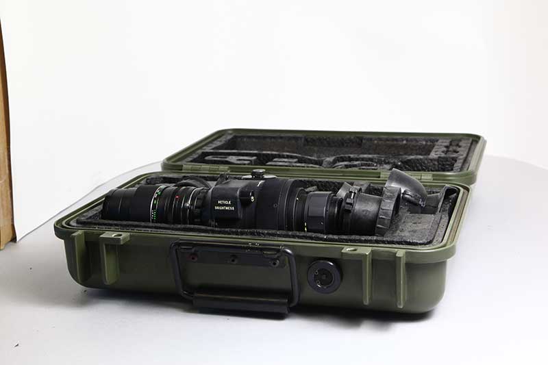 PV-400 used night vision scope with camera lens, in its hard case for carrying