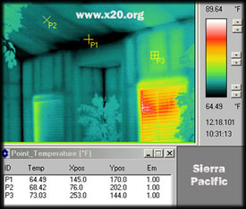 PD300 MWIR cooled thermal image of drywall, the black spots illustrate cold air infiltrating into the residence 